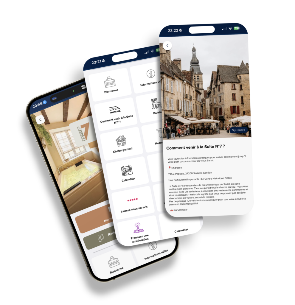 Mockup de présentation libre de l'application La Clé, livret d'accueil digital