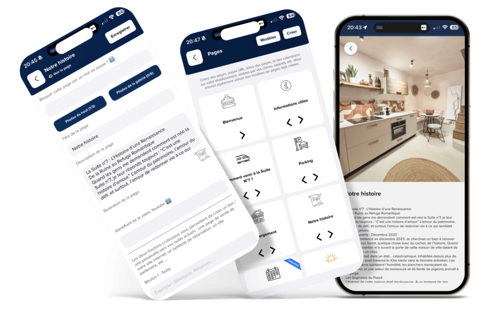 Mockup écran de création illimité sur le livret d'accueil digital La Clé